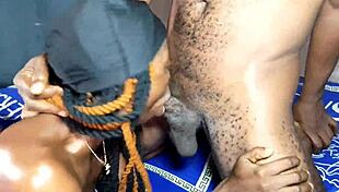 Petite with juicy pussy moans while licking balls deep 😍