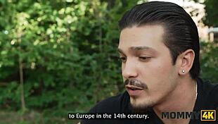 horny mommy sneaks a fuck with young cock on the grass