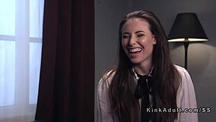 Brunette tied up and anal banged