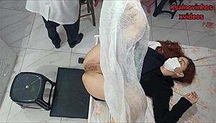 Mature doctor talks dirty to young patient