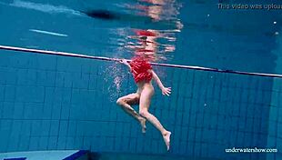 Avenna swims nude in the pool, her tight pussy exposed