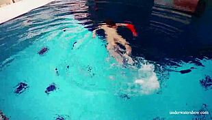 Avenna swims nude in the pool, her tight pussy exposed