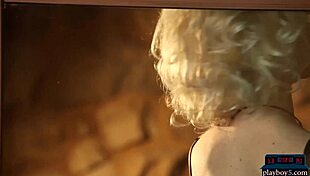 sexy milf blonde carissa white poses hot in lingerie, shaved pussy on display