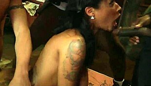 skin diamond proves she's tough in interracial group blowjob action!