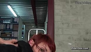 french businesswoman in an office encounter with a mature redhead