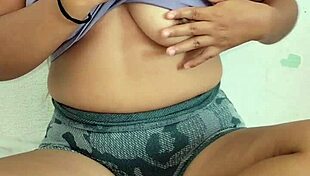 Cute Brunette Student Excites Big Natural Tits At Home