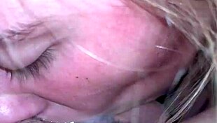 This cute blonde teen deepthroats publicly, licking balls and spitting.