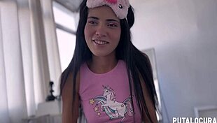 Latina Jazmine in pig costume gives dirty blowjob and gets fucked