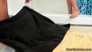 pals step daughter cares for step dad and step mom in shower threesome