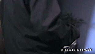 Brunette tied up and anal banged