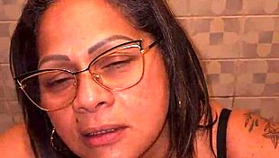 My stepmom finds me masturbating with her thong and sucks my cock part 1