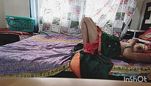 indian horny maid wants my big cock early morning, close up on tits and panties