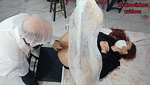 Mature doctor talks dirty to young patient