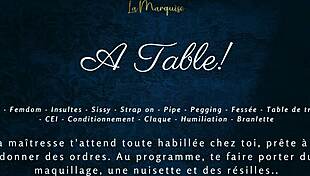 damn, milking table sissy cei with french femdom audio!