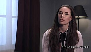 Brunette tied up and anal banged