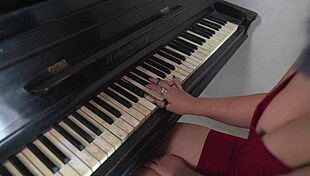 Submissive Girl Bends for Piano Lesson