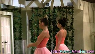 lesbian ballerina licking her partner in a steamy encounter