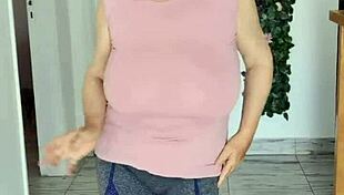 giant mature boobs swing without bra during hot striptease to music