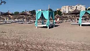 Lara Juicy Squirts Twice On Beach