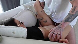 Stepsister was jerking off and I helped her cum and fuck her anal