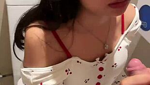 An 18-year-old Asian girl skillfully sucked with passion