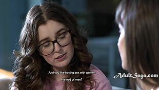 Step mom Lexi Luna explains lesbian sex to teen Leana Lovings in a casual chat.