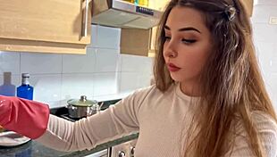 the cute blonde cleaner in tight jeans turns me on at home