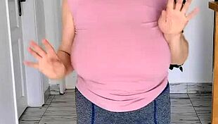 giant mature boobs swing without bra during hot striptease to music