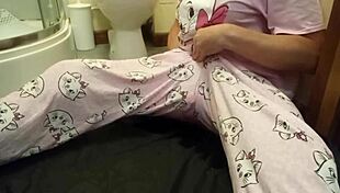 Beautiful girl repeatedly wets her panties in bedroom