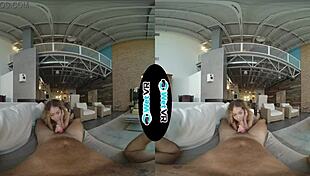 Allie Addison fucks horny landlord hard for rent in VR!