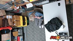 Blonde Bitch Wasn't Happy That She Has To Fuck The Security Guard For Stealing