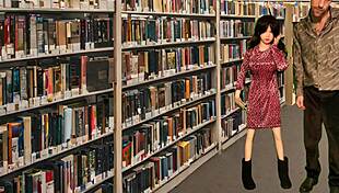 Beautiful Rika, a sex in a role play game with a hot librarian