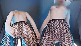 petite blonde handles bbc with fake cum creampie