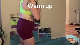 Damn, Sarah’s BJ While Stretching in Tight Workout Outfit!