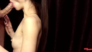 stepmom nervously learns blowjob on stepson close up