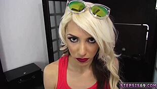 Blonde with big blue eyes experiences her first time as the suspended step sister in hardcore POV taboo action.