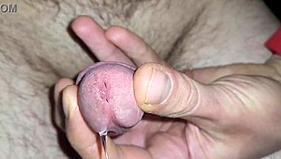 Shimmering Precum Builds to Ropes of Cum