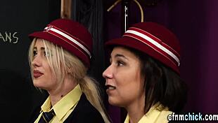 European Students Tease with Clothed Sucking and Humiliating Handjobs