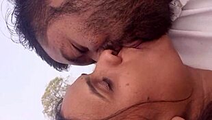 The Indian guy and his girlfriend have sex right in the yard