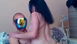 sexy black milf wife in black stockings teases her pussy in homemade amateur couple video.