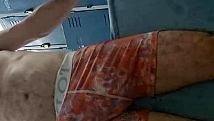 Guy jerks off in gym bathroom