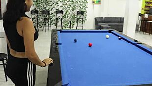 Perverted stepbrother teaches Latina stepsister pool just to bang her tight pussy