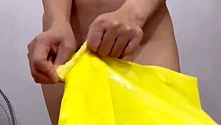 Teen 18+ tight pussy unboxing in bedroom close up