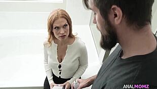 stepmom feels intense pleasure as she takes anal fucking with deepthroat and big ass