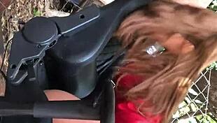 Oldest stepdaughter gives ass with sex toy