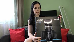 Hell yeah, Mistress Anna milks slave with xspacecup masturbator!