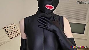 Spandexqueen crushes cock, ruining orgasm in black suit