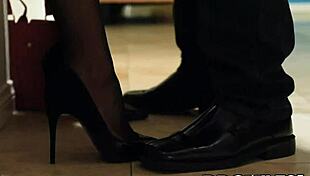 Hot blonde cougar can't stop banging her ebony lover Jon Jon, craving his giant black cock in her tight pussy