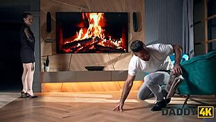 Young European Teen Cheats On Boyfriend In Bedroom With Father-In-Law