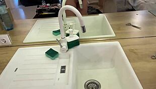 Hot petite blonde dances and flashes pussy and ass in porn casting